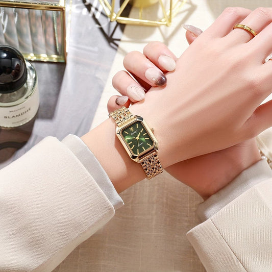 Women's Luxury Golden Rectangle Quartz Watch – Elegant Analog for Daily Wear