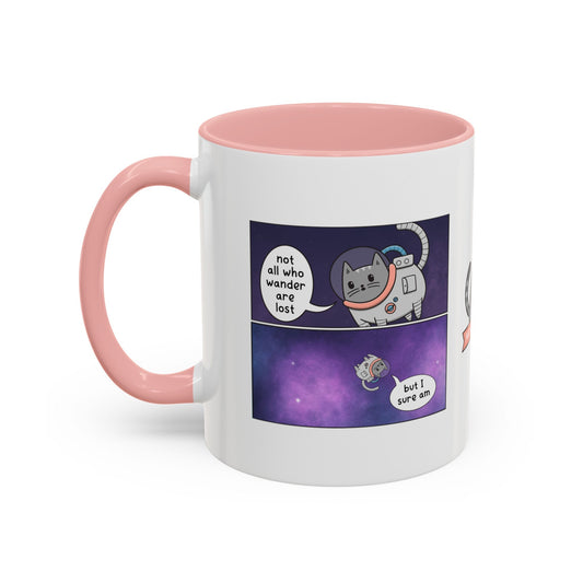 Not All Who Wander Cat Comic Mug