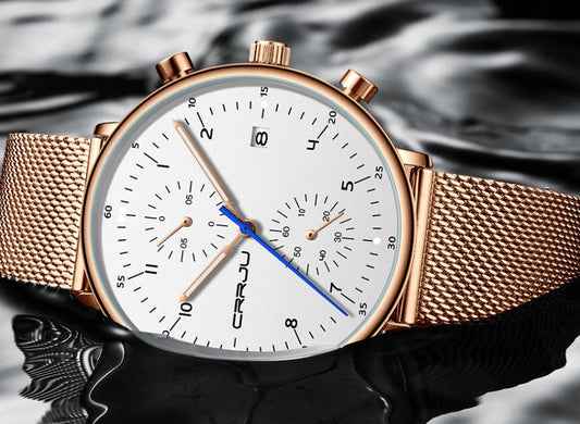 CRRJU Luxury Stainless Steel Quartz calendar watch for men 2278