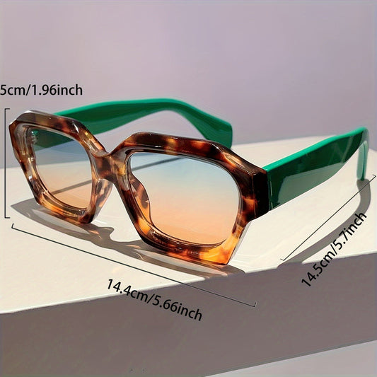 Vintage Square Color Block Sunglasses - Trendy UV Protection Outdoor Fashion Shades