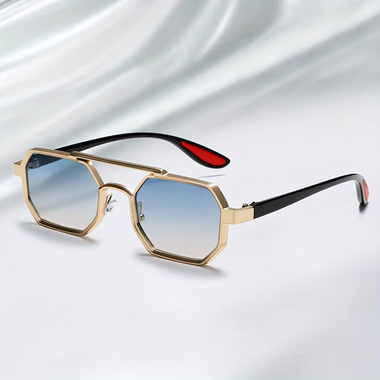 Polygonal Concave Fashion Glasses – Unique Double Bridges Design