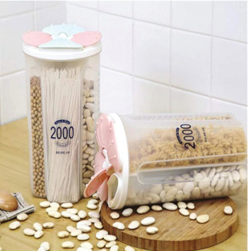 Kitchen Storage - Transparent Sealed Cans/Jars/Storage Box 4 Section