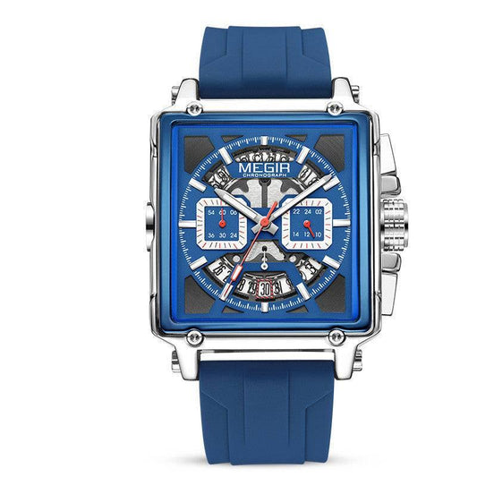 Megir Square Waterproof Luminous Sports Quartz Multi-function Watch