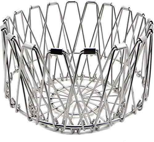 Multipurpose Fruit Basket Stainless Steel Wire Bowl Foldable Basket for Vegetable / Fruits / Dining