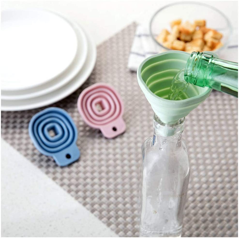 Flexible Silicone Foldable Kitchen Funnel for Liquid/Powder Transfer Hopper Food (Small)