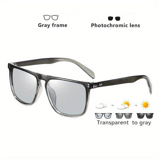 Trendy Classic Photochromic Flat Top Square Glasses – Versatile Eye Protection