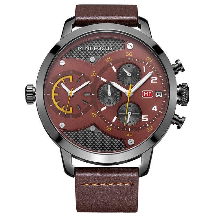 Mini Focus Double movement waterproof men's watch 12/24Hour Display MF0030G