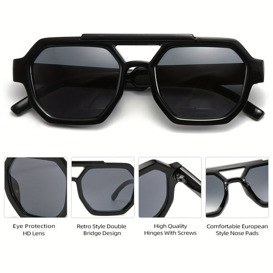 Retro Polygonal Flat-Top Sunglasses for Men & Women