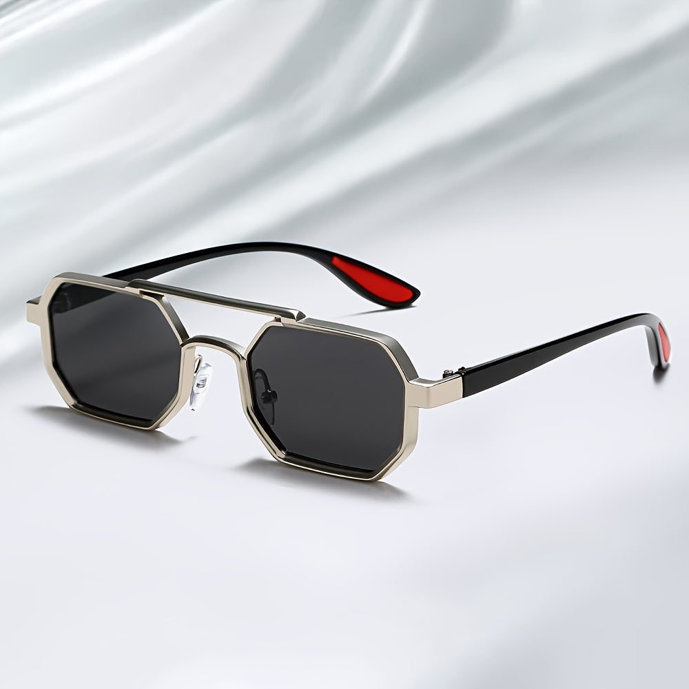 Polygonal Concave Fashion Glasses – Unique Double Bridges Design