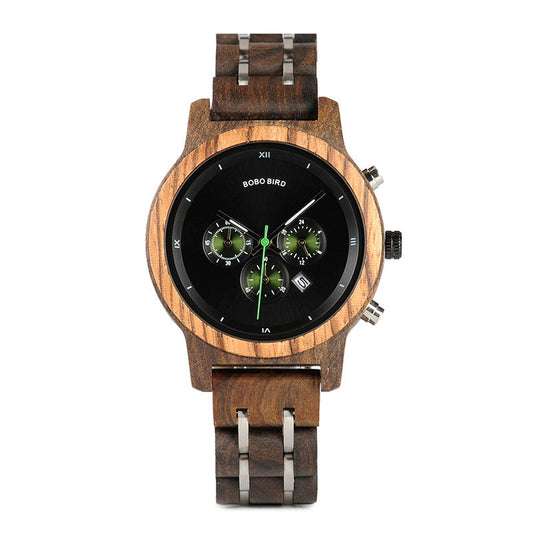 BOBOBIRD Wooden Multi-functional Business Quartz Watch for Men