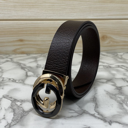 Two Tone Metal Round GG Leather Strap Belt-SunglassesCraft