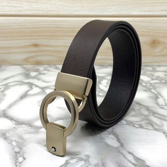 Round Lock Pattern Pressing Buckle With Leather Strap-SunglassesCraft