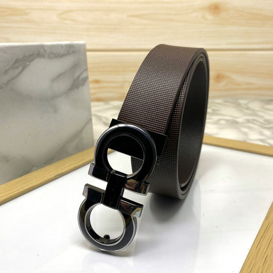 Silver-Black 2 Tone Leather Strap Belt-SunglassesCraft