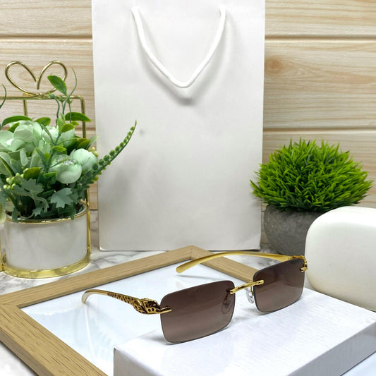 Leopard Metal Rimless Sunglasses Unisex-SunglassesCraft