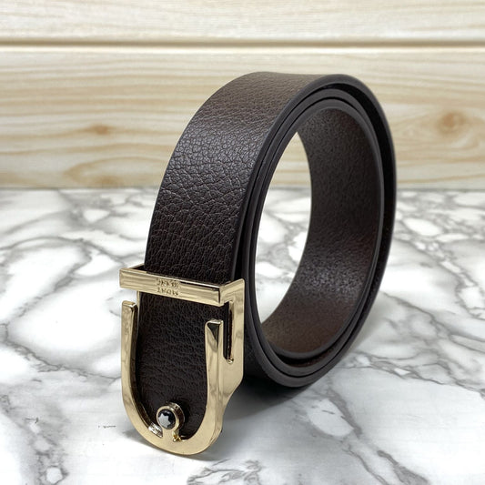 U-Shape Signature Formal Leather Strap Belt-SunglassesCraft