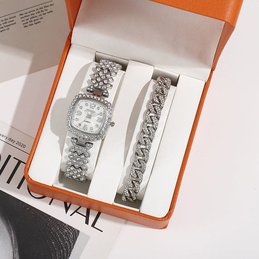Luxury Diamond Bracelet Watch – Square Quartz Women's Timepiece