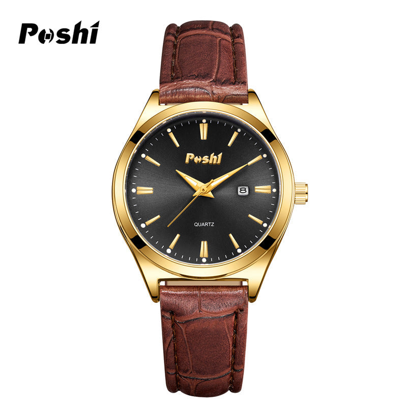 Unisex Fashion Dual Calendar Quartz Watches – Luminous Dial, Leather Strap