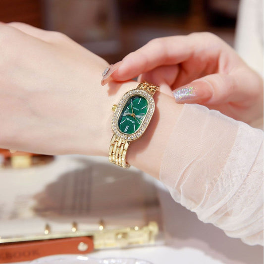 Women's Luxury Oval Diamond Watch – Elegant Quartz Timepiece