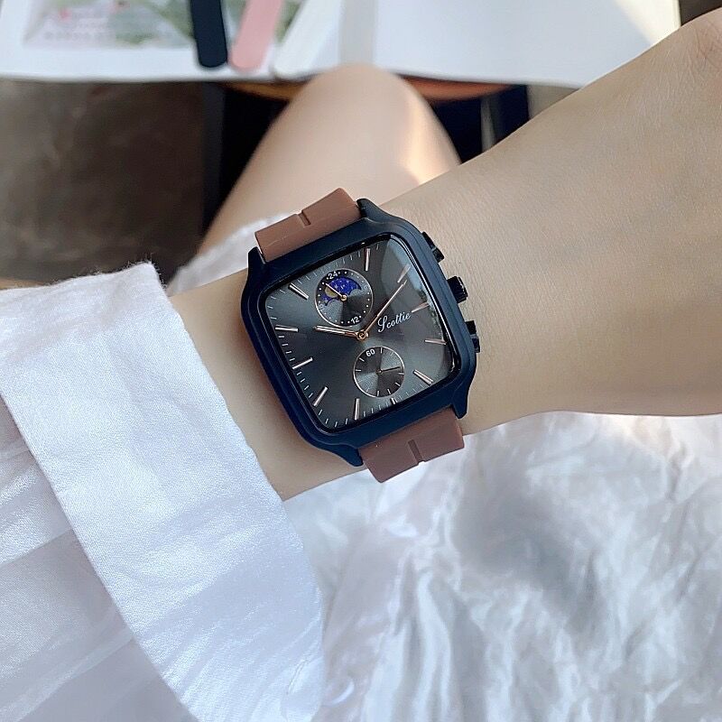 Shigaodi square silicone watch women's watch fashion trend high-end leisure sports Korean version ladies student watch