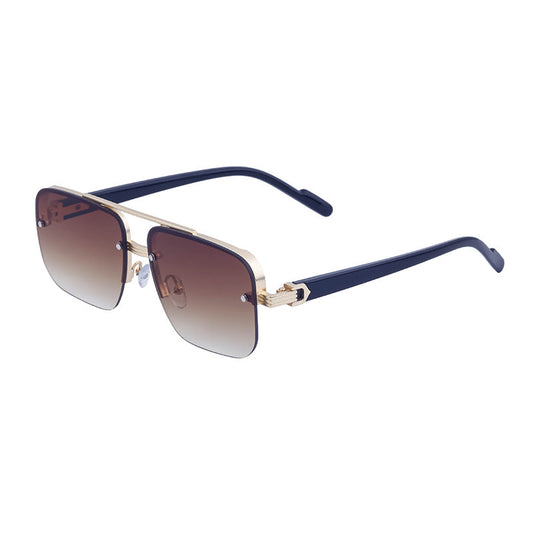 Trendy Half-Frame Cut-Edge Sunglasses – High-End UV Protection Shades
