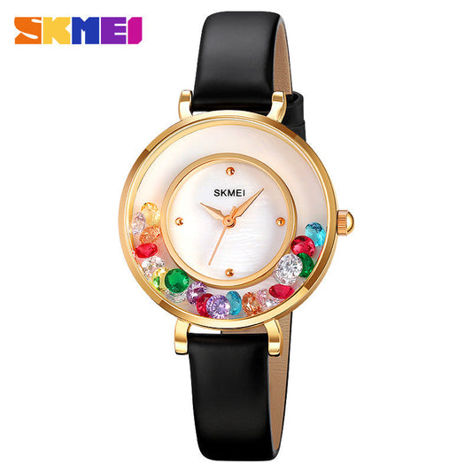 Moment Beauty Watch – Elegant Gem Roller, Fashionable Quartz for Women