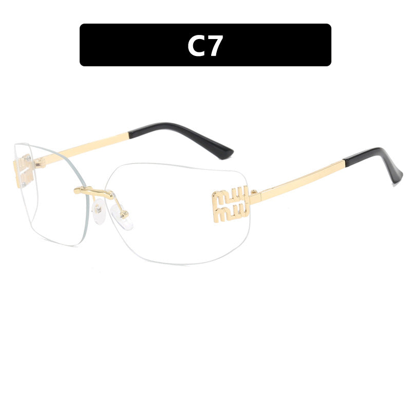 Women's Street Style Frameless Slim Sunglasses – Retro Gold Frame