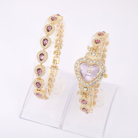 Luxury Heart-Shaped Diamond Bracelet Watch for Women