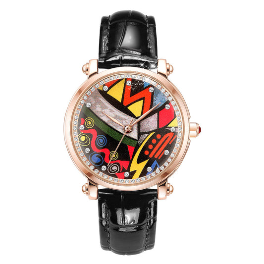 Time and Space Watch – Fashionable Gold Shell Belt Quartz for Women