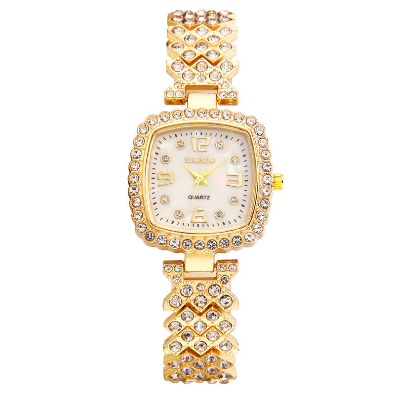 Luxury Diamond Bracelet Watch – Square Quartz Women's Timepiece