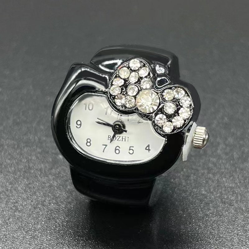 Women's Diamond Ring Watch – Elegant Quartz Finger Watch