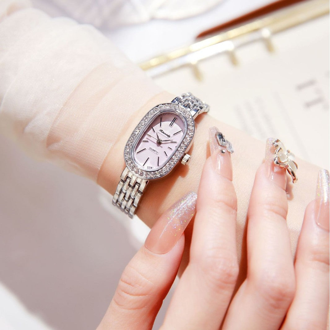 Women's Luxury Oval Diamond Watch – Elegant Quartz Timepiece