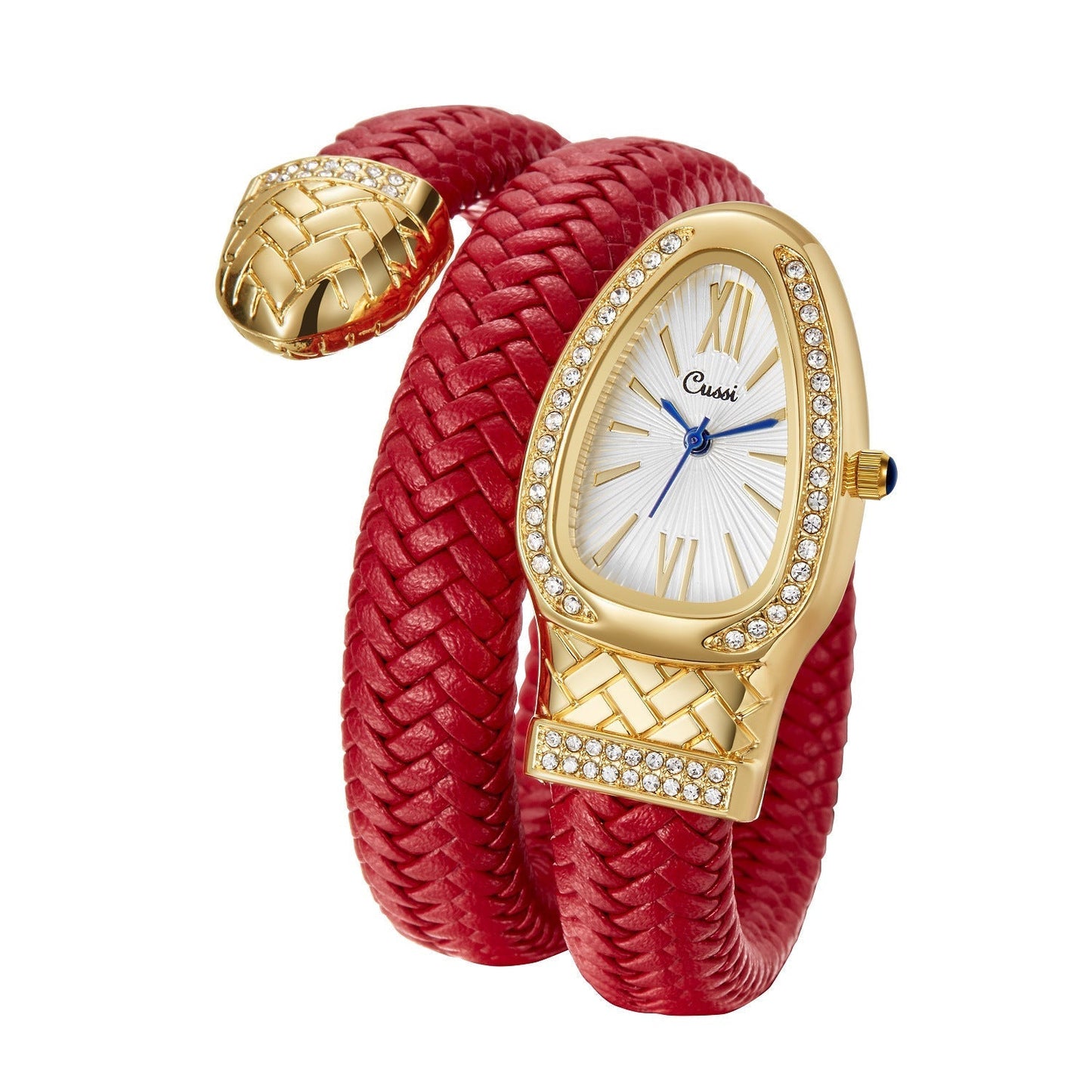 Women’s Snake-Inspired Quartz Watch – Luxury Leather Strap