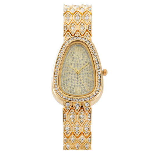 Women's Luxury Snake Bracelet Watch – Full Diamond Quartz Timepiece