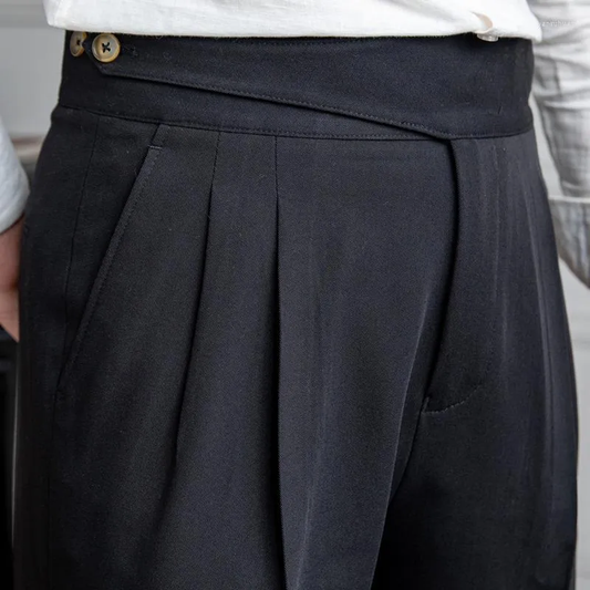 BLACK CLASSIC BUTTONED GURKHA PANTS BY ATIIRE