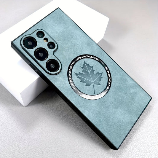 Retro Faux Leather Samsung Case with MagSafe