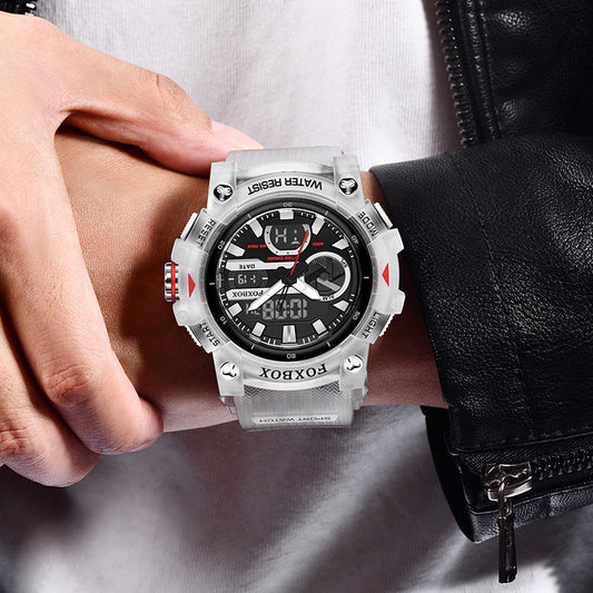 Foxbox Waterproof Luminous Large Dial Double Display Electronic Watch for Men FB0052