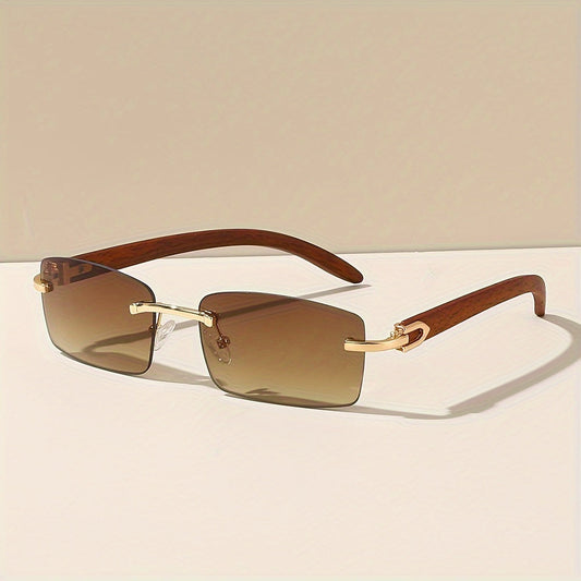 6 Pairs Trendy Rectangle Rimless Vintage Style Sunglasses