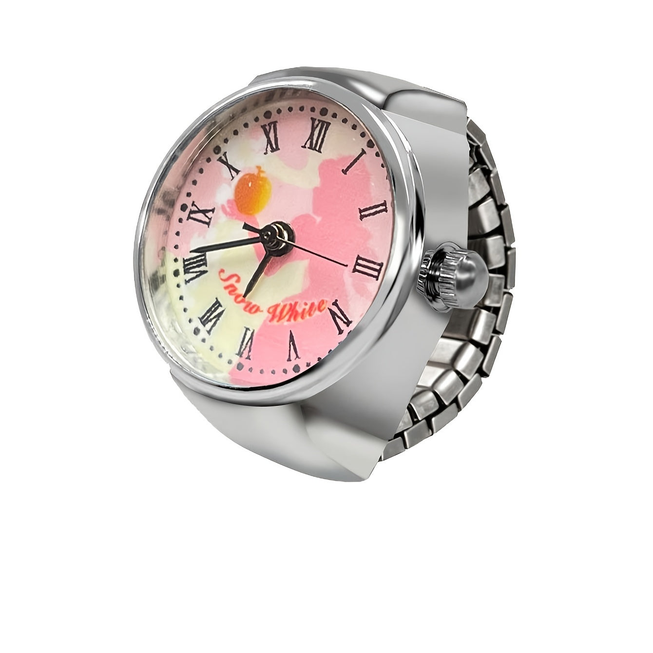 1pc Stainless Steel Number Ring Watch, Sporty & Casual Design, Unisex, with Elastic Band