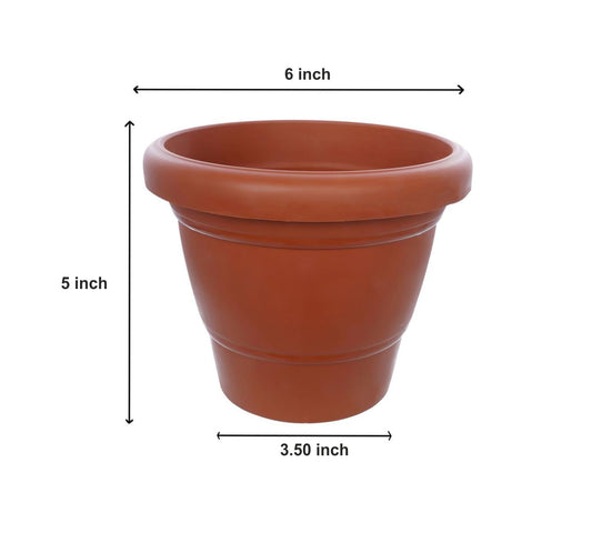 Garden Heavy Plastic Planter Pot/Gamla 6 inch (Brown, Pack of 1, Small)