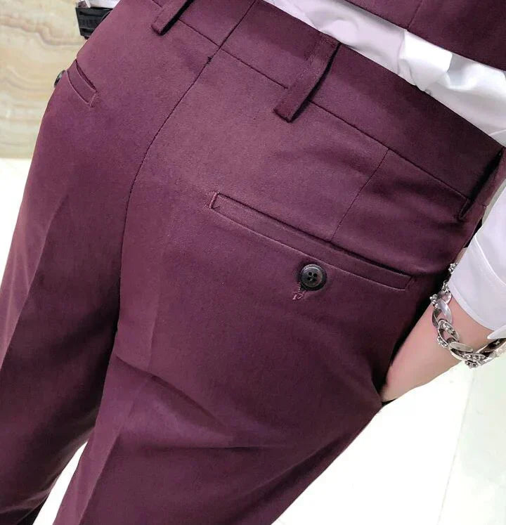 BRITISH STYLISH WINE FORMAL SUIT PANTS BY ATIIRE