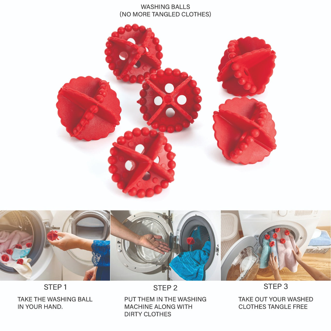 Laundry Washing Ball, Wash Without Detergent (6pcs) 