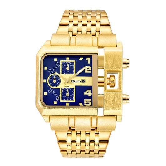 Oulm Large Dial Quartz Watch Stainless Steel calendar watch for men HP3364P