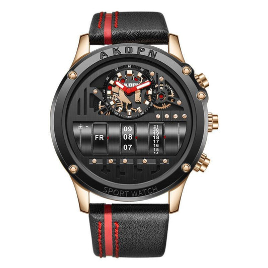 AKDPN Luxury Style Automatic Watch Leather Strap Chronograph Watch For Men A9022