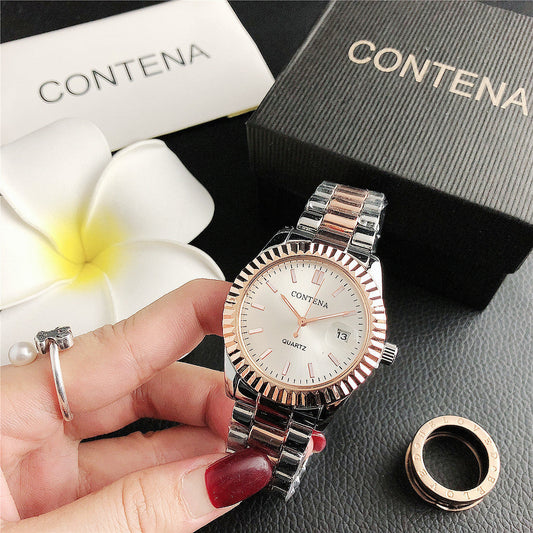 Men’s Fashion Quartz Watch with Calendar – Sleek Alloy Dial