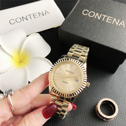 Men’s Fashion Quartz Watch with Calendar – Sleek Alloy Dial
