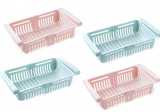 Adjustable Fridge Storage Basket, Fridge Racks Tray Sliding Storage Racks 