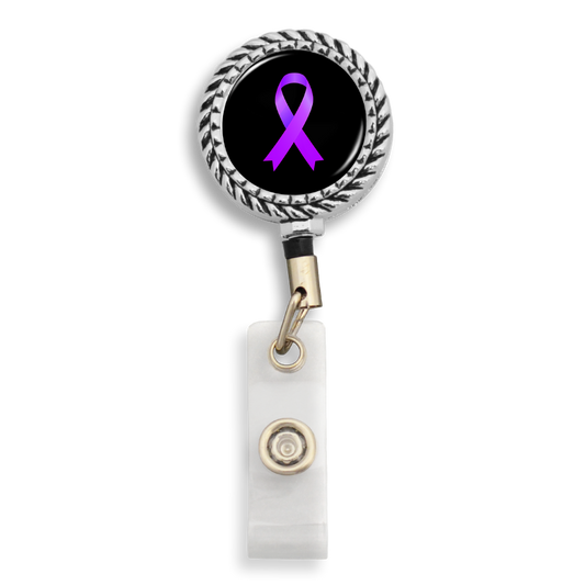 Alzheimer's Awareness Ribbon Badge Reel