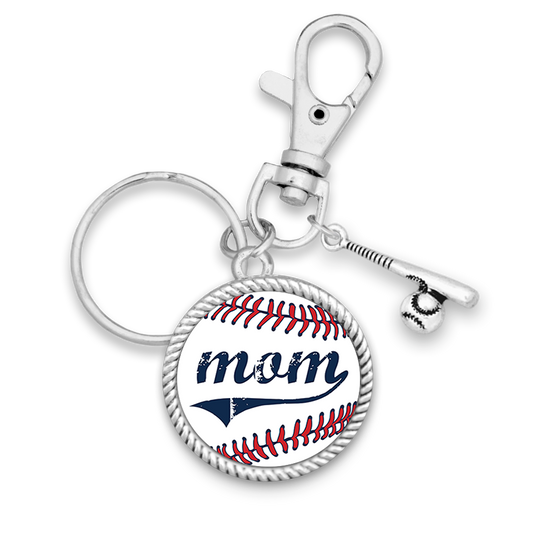 Baseball Mom Charm Key Chain