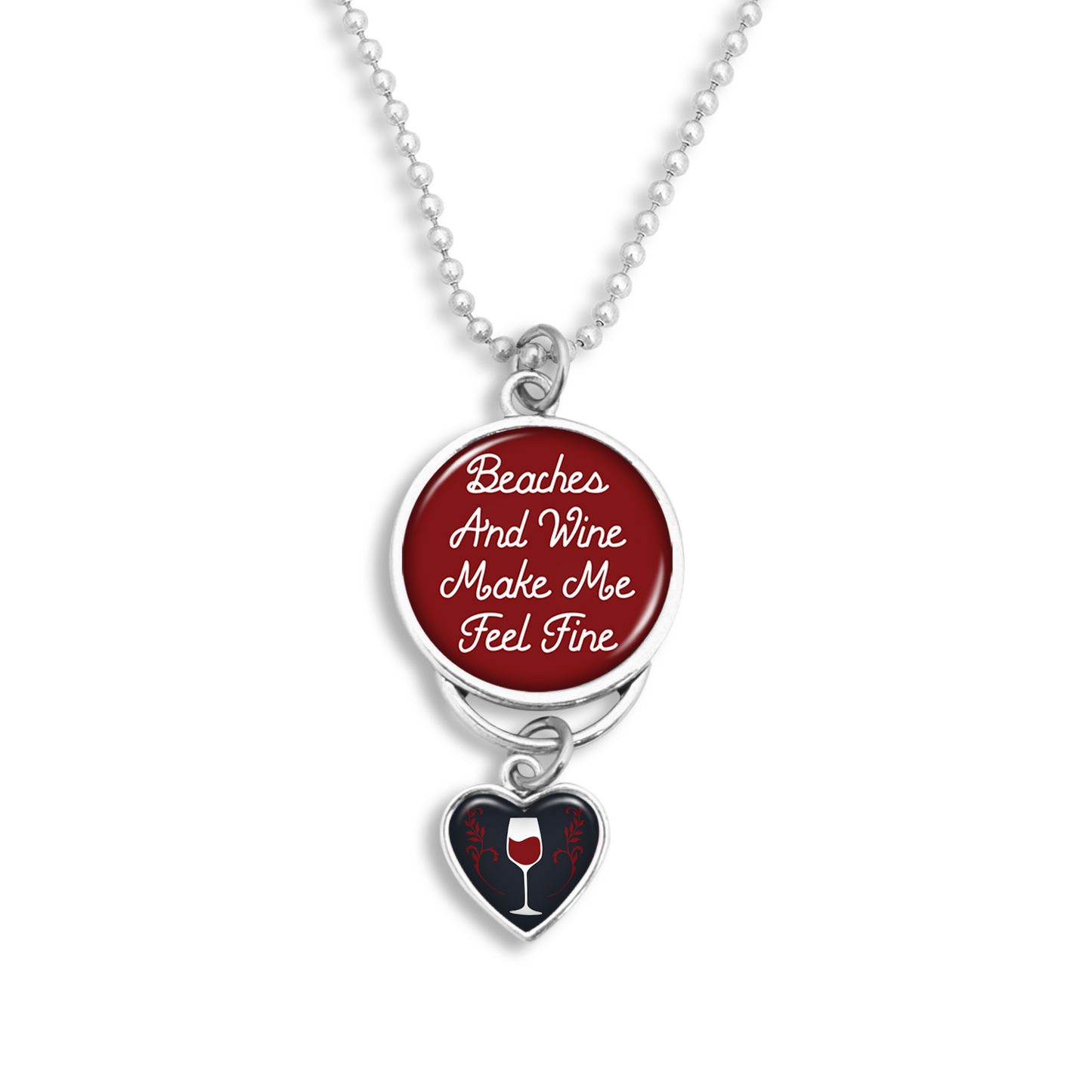 Beaches And Wine Make Me Feel Fine Rearview Mirror Charm