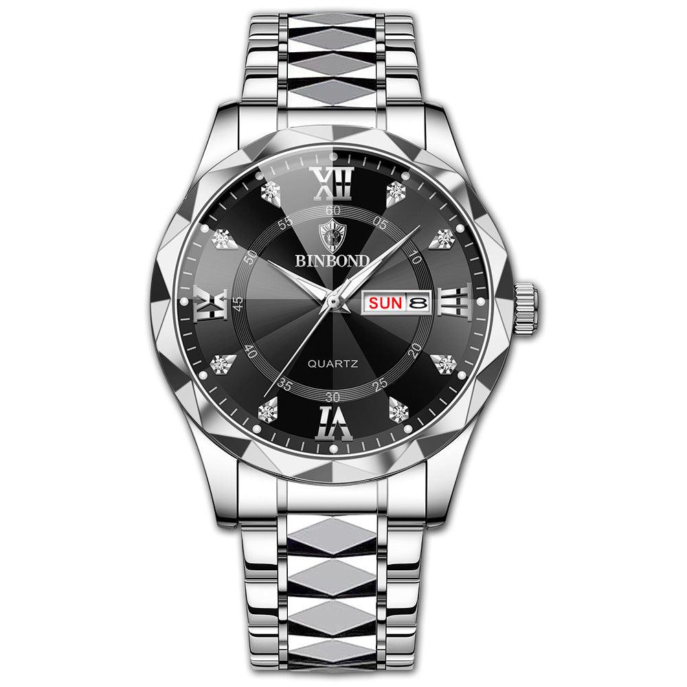 BINBOND Waterproof Luminous Dual Calendar Watch Men's